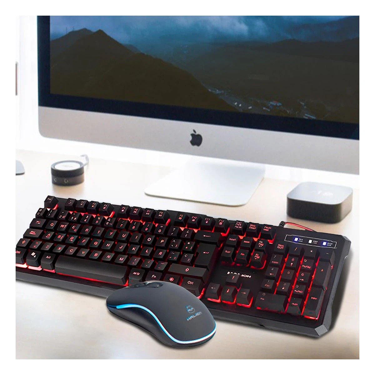 PACK2 JUEGO GAMING TECLADO CON MOUSE COMPACTO ESTABLE Y SEGURO PARA DIVERSION - 5