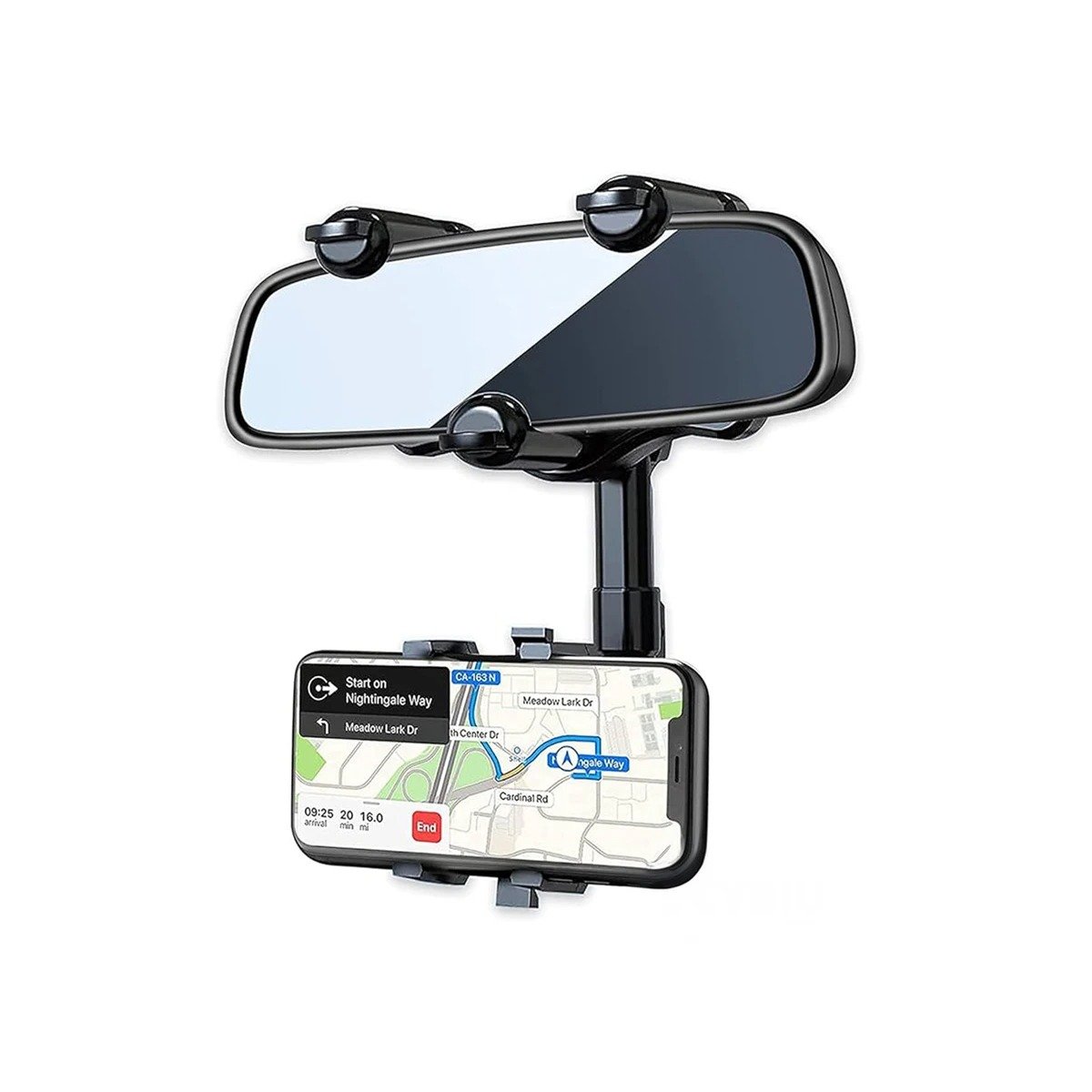 PACK12 PINZA CELULAR RETROVISOR 360 NEGRO MODERNA FUNCIONAL Y SEGURA Y+REGALO STICKER - 2