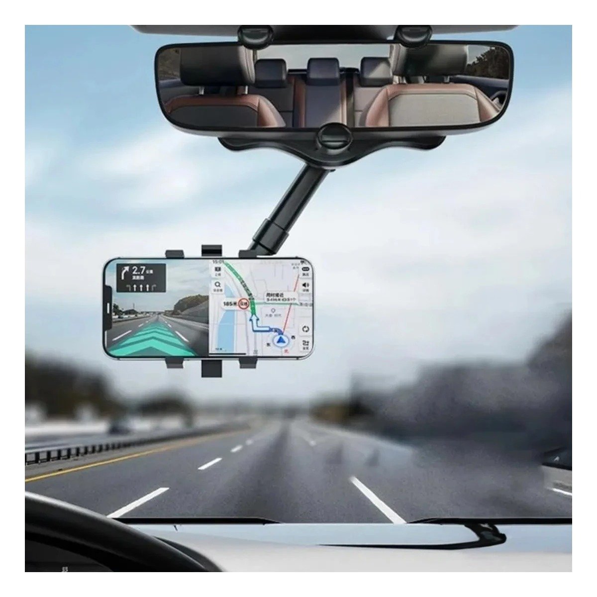 PACK4 MONTAJE PARA CELULAR RETROVISOR 360 NEGRO COMPACTO ESTABLE Y ADAPTABLE Y+PAPEL REGALO - 2
