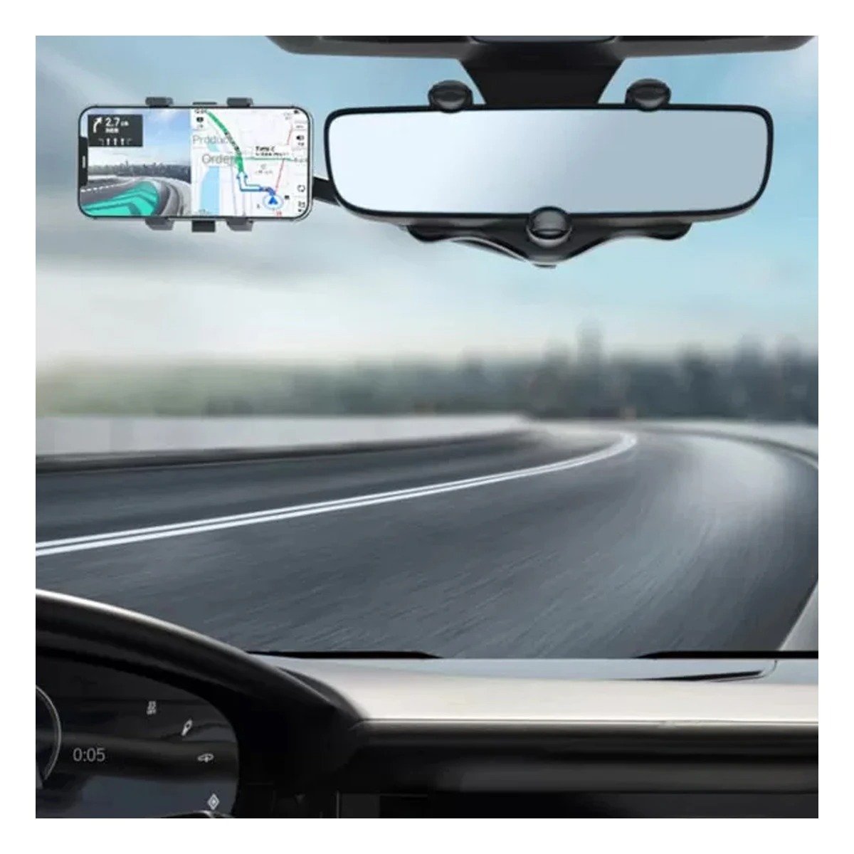 PACK6 MONTAJE CELULAR RETROVISOR 360 NEGRO FUNCIONAL ESTABLE Y VERSATIL - 3