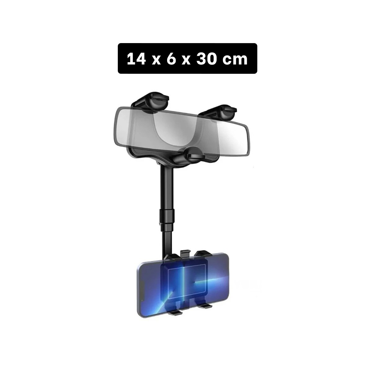 PACK6 MONTAJE CELULAR RETROVISOR 360 NEGRO FUNCIONAL ESTABLE Y VERSATIL - 4