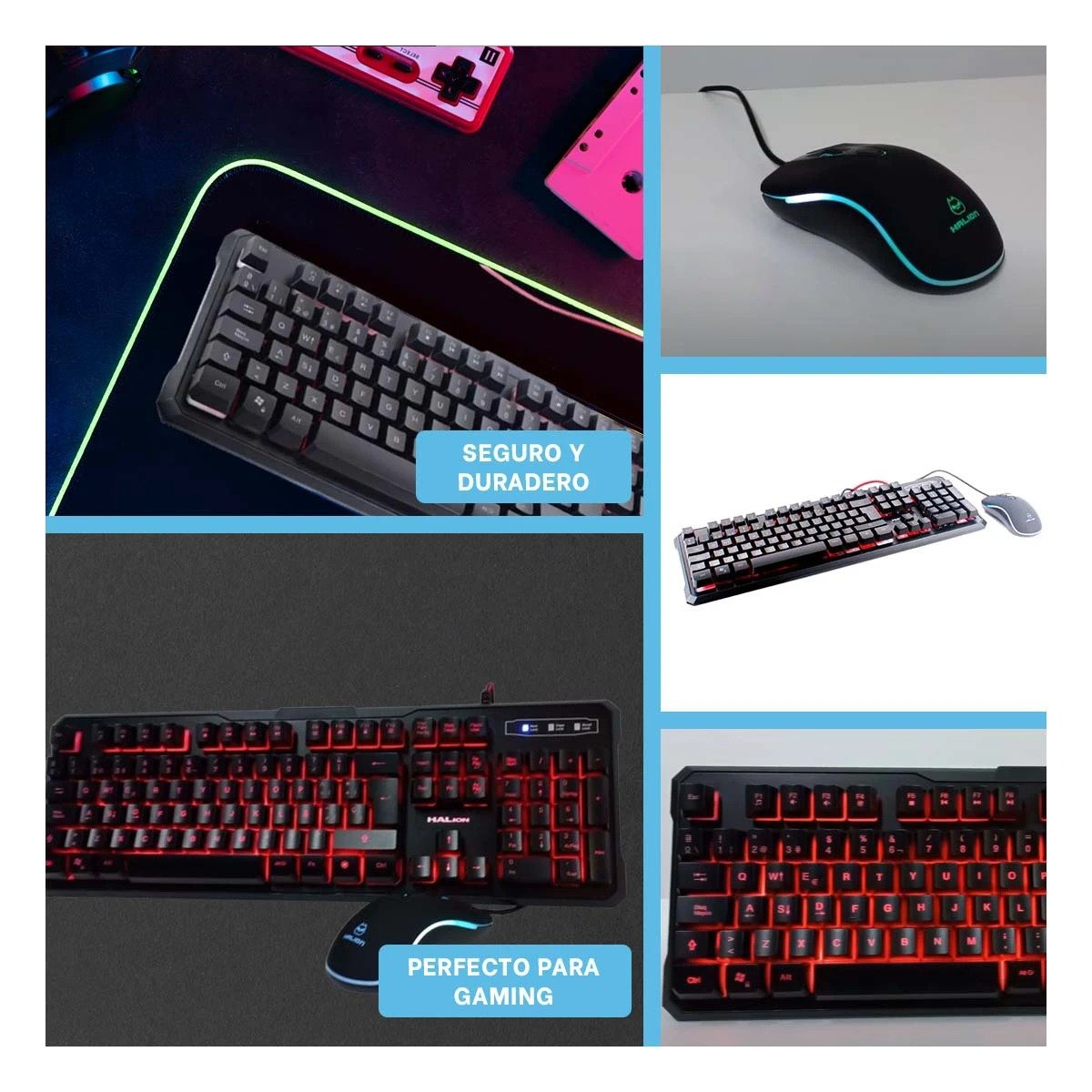PACK4 ESTACION GAMING TECLADO CON MOUSE COMPACTO FUNCIONAL Y SEGURO Y+REGALO STICKER - 2