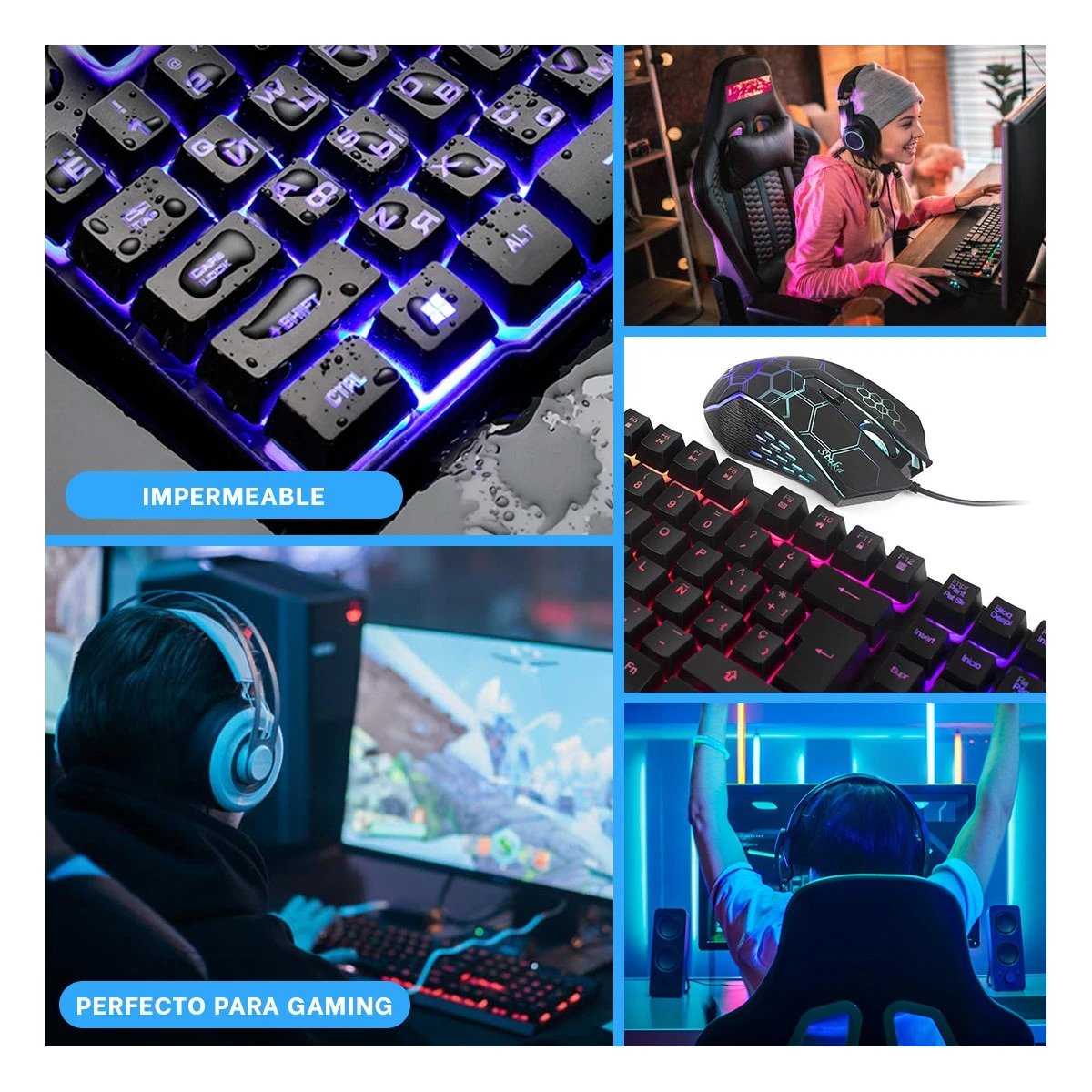 PACK2 JUEGO UNIVERSAL TECLADO Y MOUSE GAMING LIGERO VERSATIL RAPIDO Y SEGURO Y+PAPEL REGALO - 3