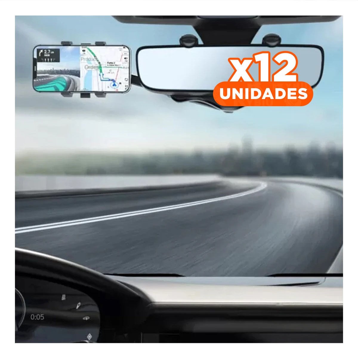 PACK12 PINZA PARA CELULAR RETROVISOR 360 NEGRO COMPACTA FUNCIONAL Y SEGURA - 1