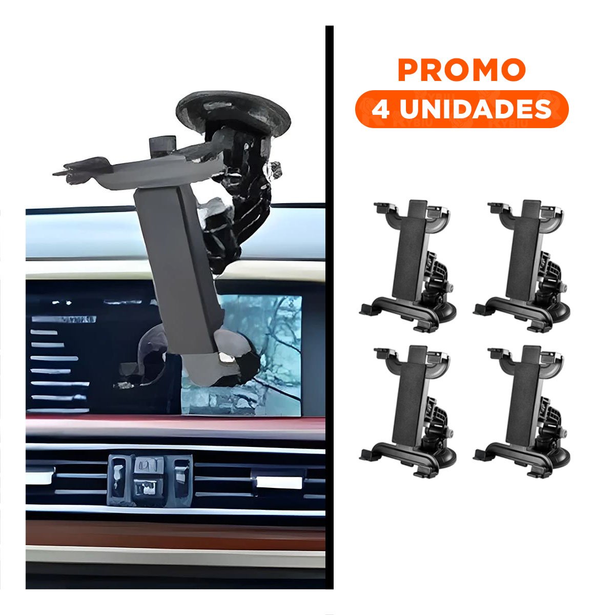 PACK4 MONTURA UNIVERSAL TABLET GIRATORIO 360 NEGRO COMPACTA LIGERA Y FUNCIONAL Y+REGALO STICKER - 1