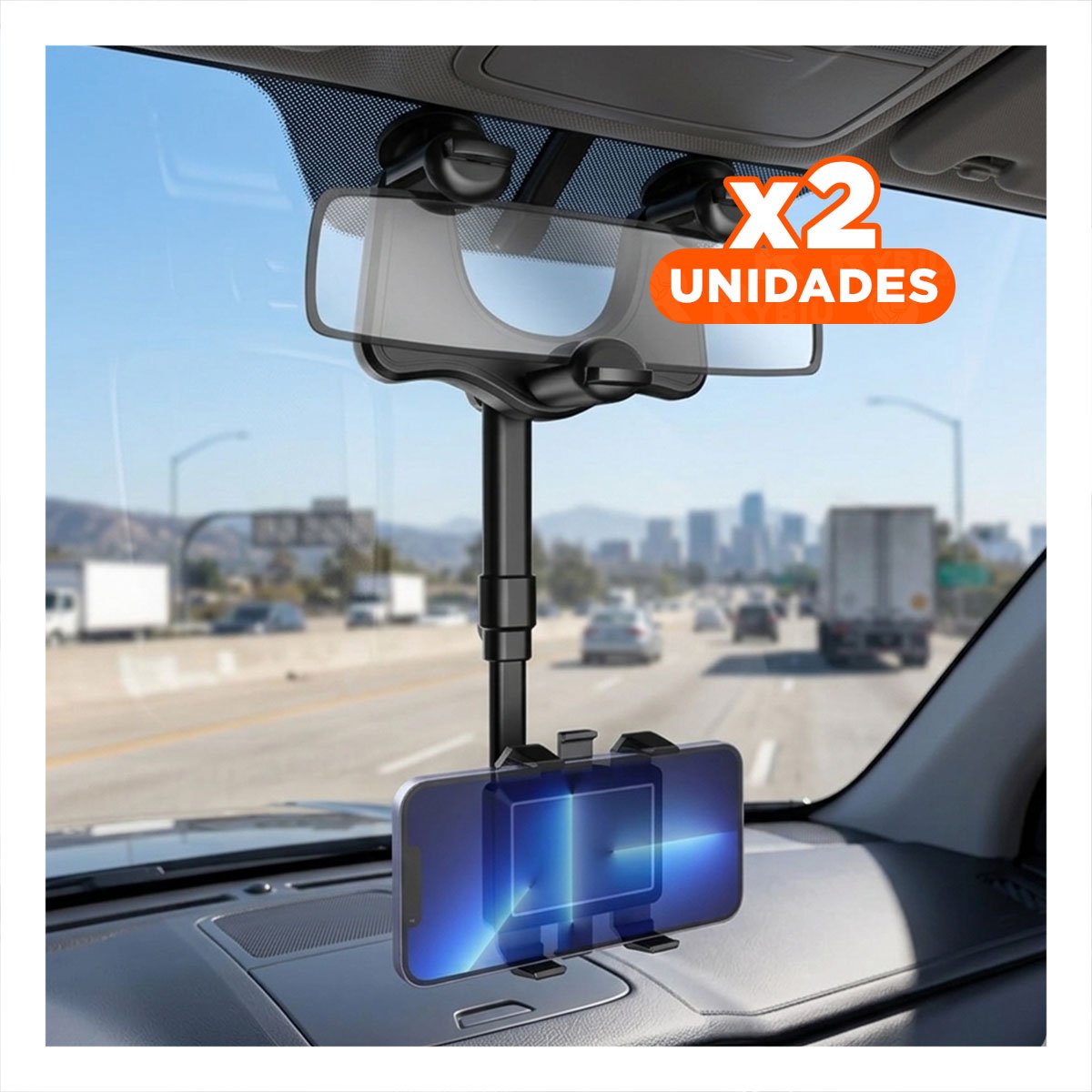 PACK2 ACCESORIO PARA CELULAR RETROVISOR 360 NEGRO LIGERA ESTABLE Y ADAPTABLE Y+REGALO STICKER - 1