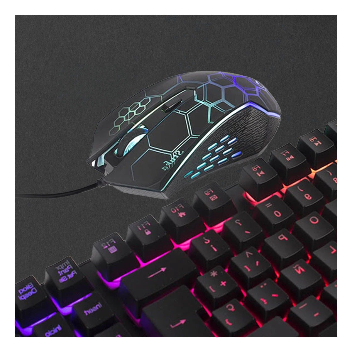 PACK2 JUEGO GAMING TECLADO CON MOUSE Y LUCES COMPACTO ESTABLE Y SEGURO PARA DIVERSION - 2