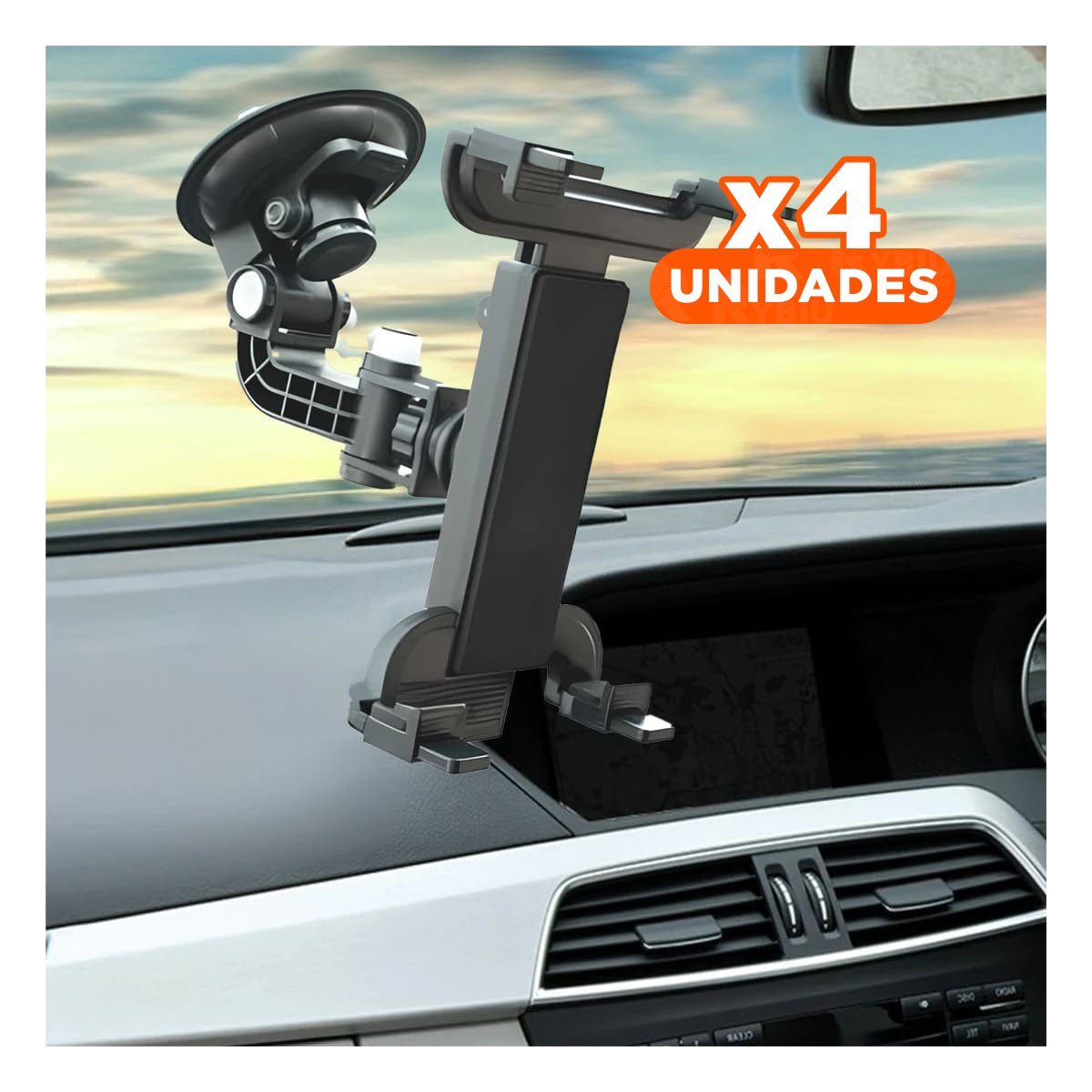 PACK4 MONTURA PORTATIL TABLET UNIVERSAL GIRATORIO 360 NEGRO LIGERA FUNCIONAL Y ESTABLE - 1