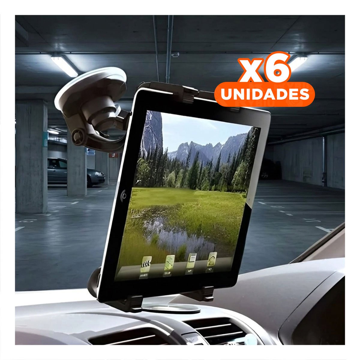 PACK6 RACK PORTATIL TABLET UNIVERSAL GIRATORIO 360 NEGRO LIGERO SEGURO Y+REGALO STICKER - 1