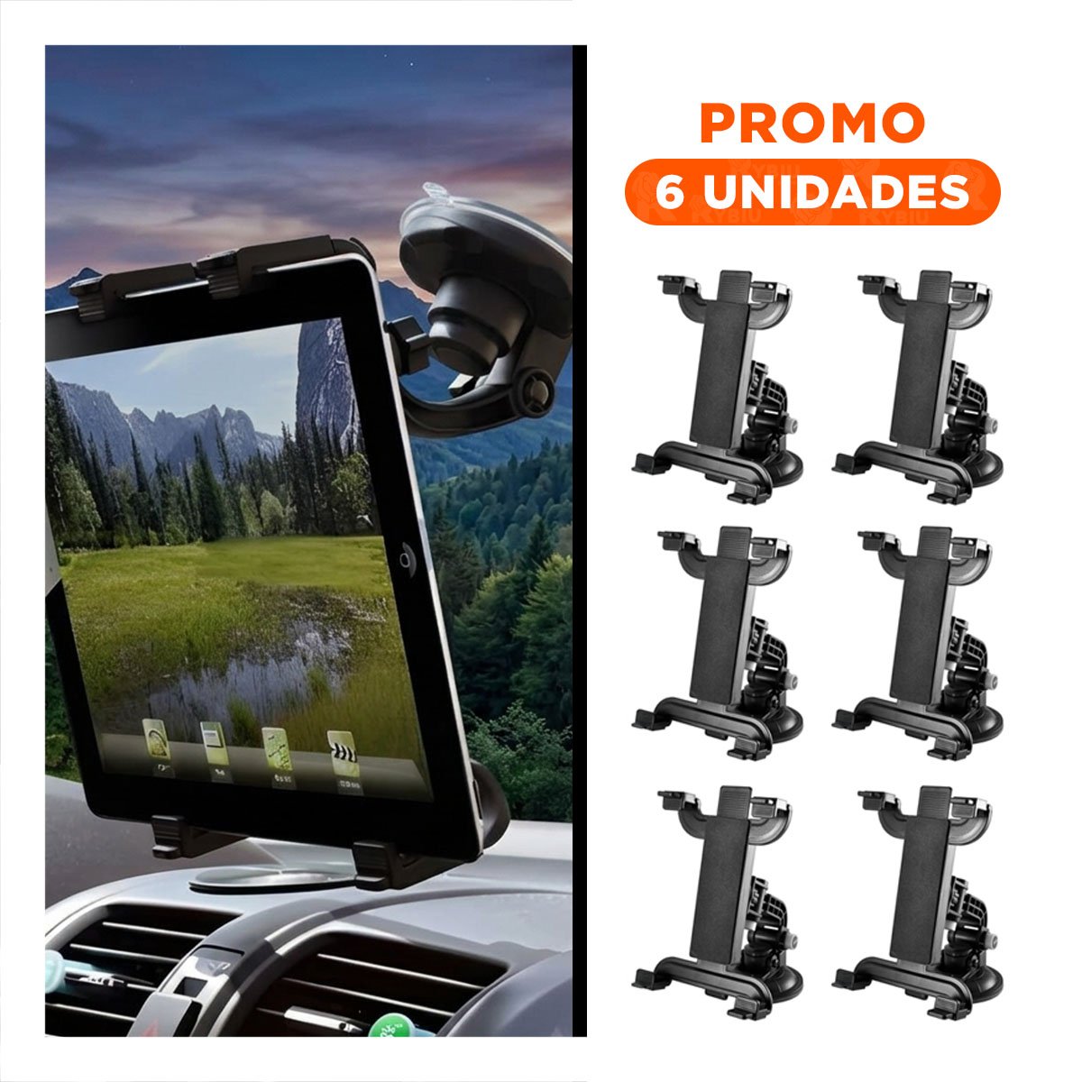 PACK6 MONTURA PORTATIL PARA TABLET GIRATORIO 360 NEGRO MODERNA ESTABLE Y SEGURA - 1