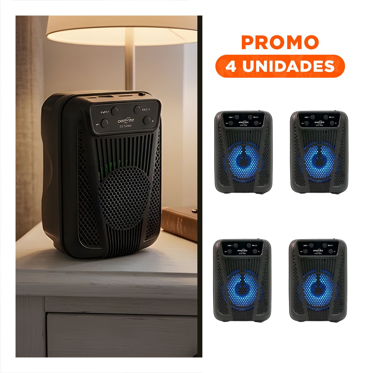 PACK4 ALTAVOZ PORTATIL 3 PULGADAS CON CONTROL NEGRO LIGERO Y VERSATIL SIEMPRE Y+REGALO STICKER - 1