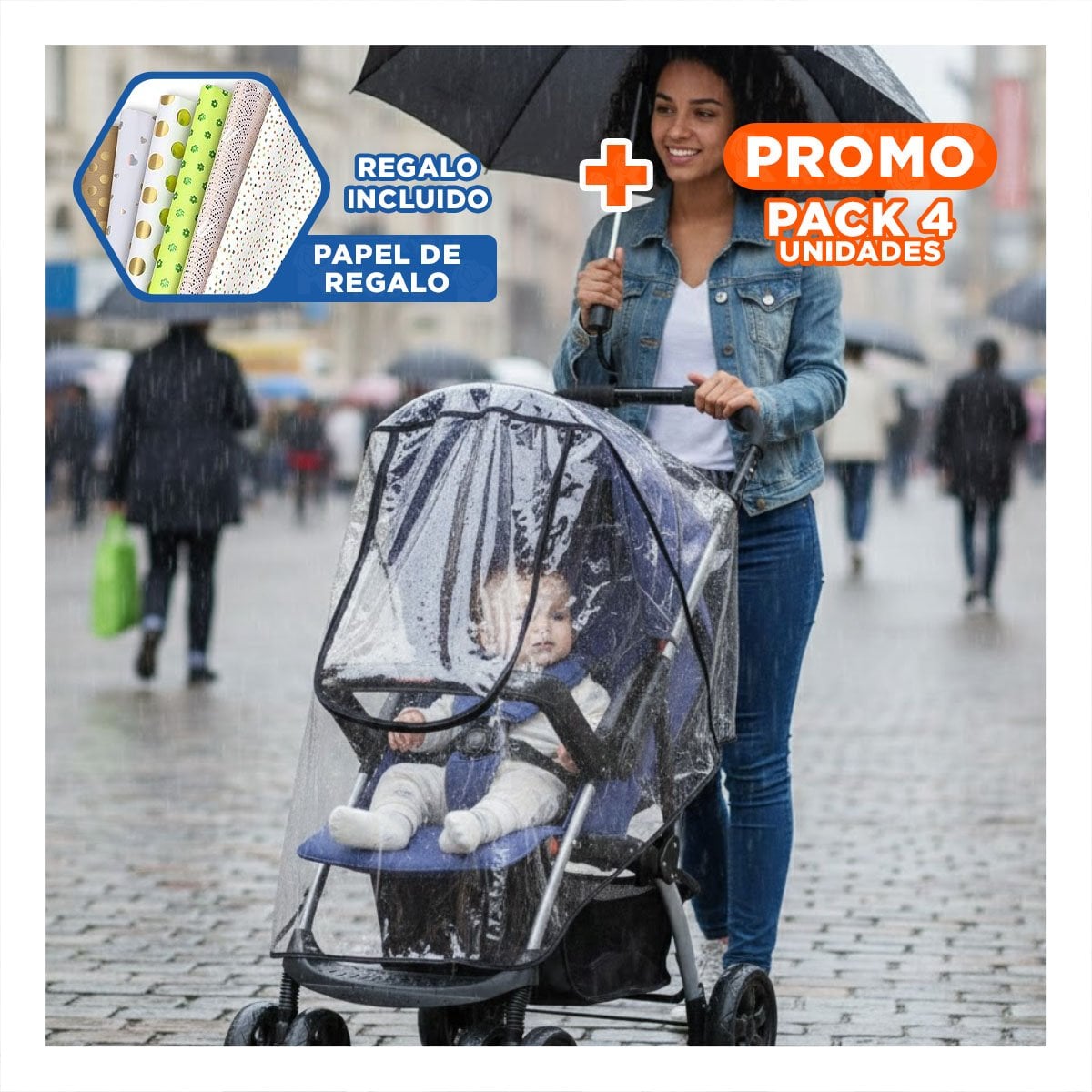 PACK4 PROTECTOR CON AJUSTE PEGA PEGA DE 82X50CM EN COLOR TRANSPARENTE PARA COCHE Y+PAPEL REGALO - 1