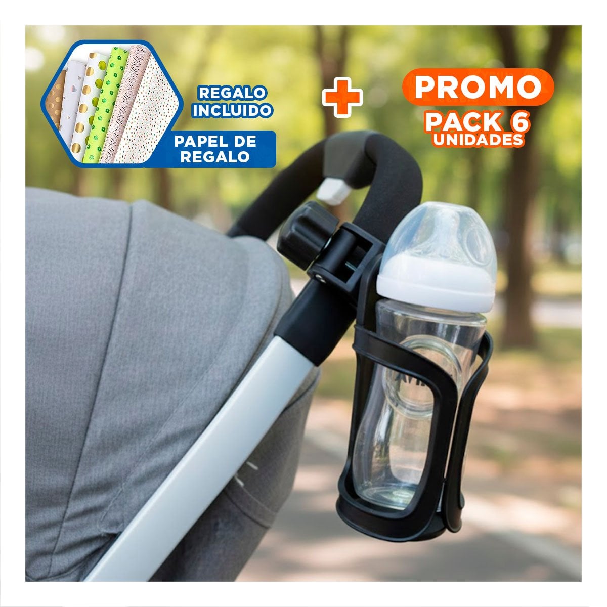 PACK6 BASE PARA COCHE EN COLOR NEGRO ADAPTABLE CON ESPACIO SEGURO 14X7CM Y+PAPEL REGALO - 1