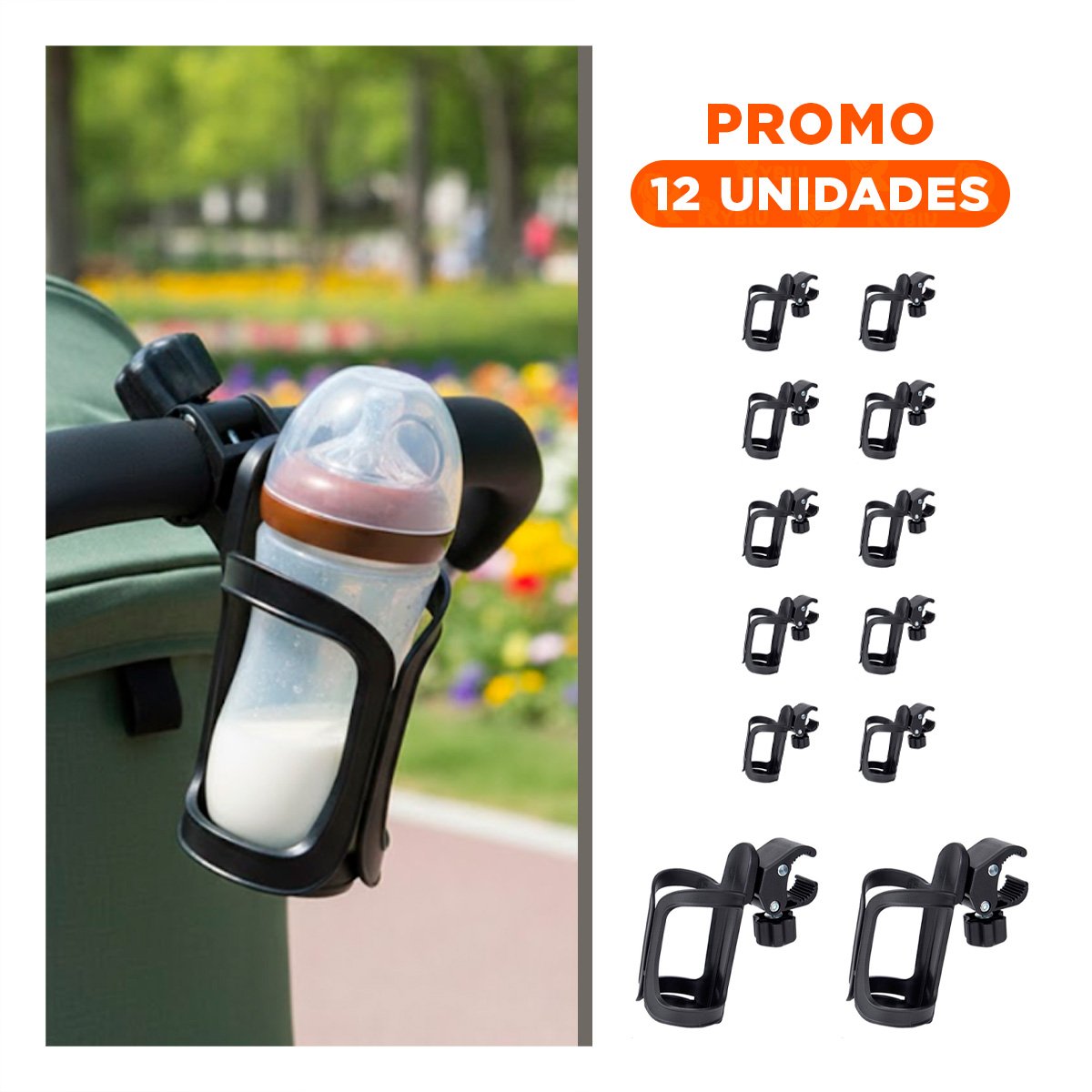 PACK12 CONTENEDOR PARA BIBERON EN COLOR NEGRO CON AJUSTE SEGURO 14X7CM Y+REGALO STICKER - 1