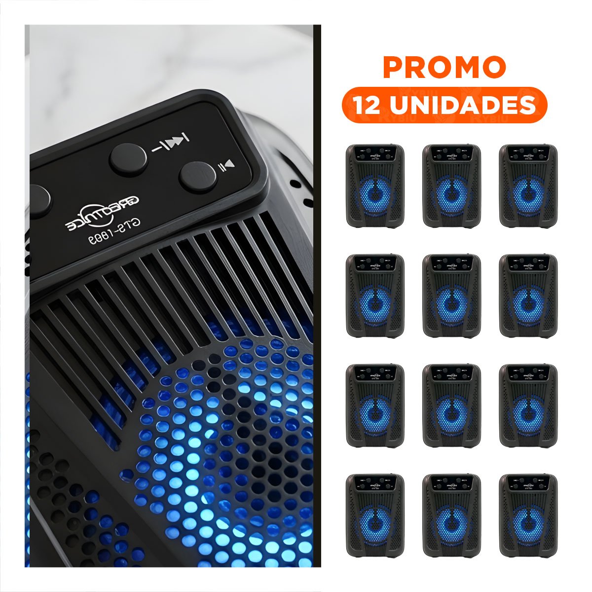 PACK12 BOCINA PORTATIL 3 PULGADAS CON CONTROL NEGRO COMPACTA Y SEGURA Y+REGALO STICKER - 1