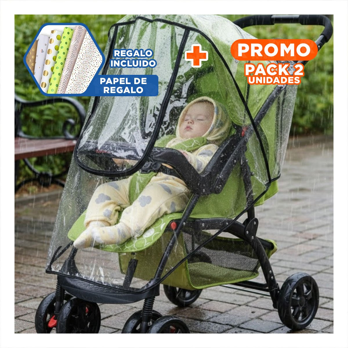 PACK2 PROTECTOR DE 82X50CM COLOR TRANSPARENTE CON SISTEMA PEGA PEGA PARA COCHE Y+PAPEL REGALO - 1