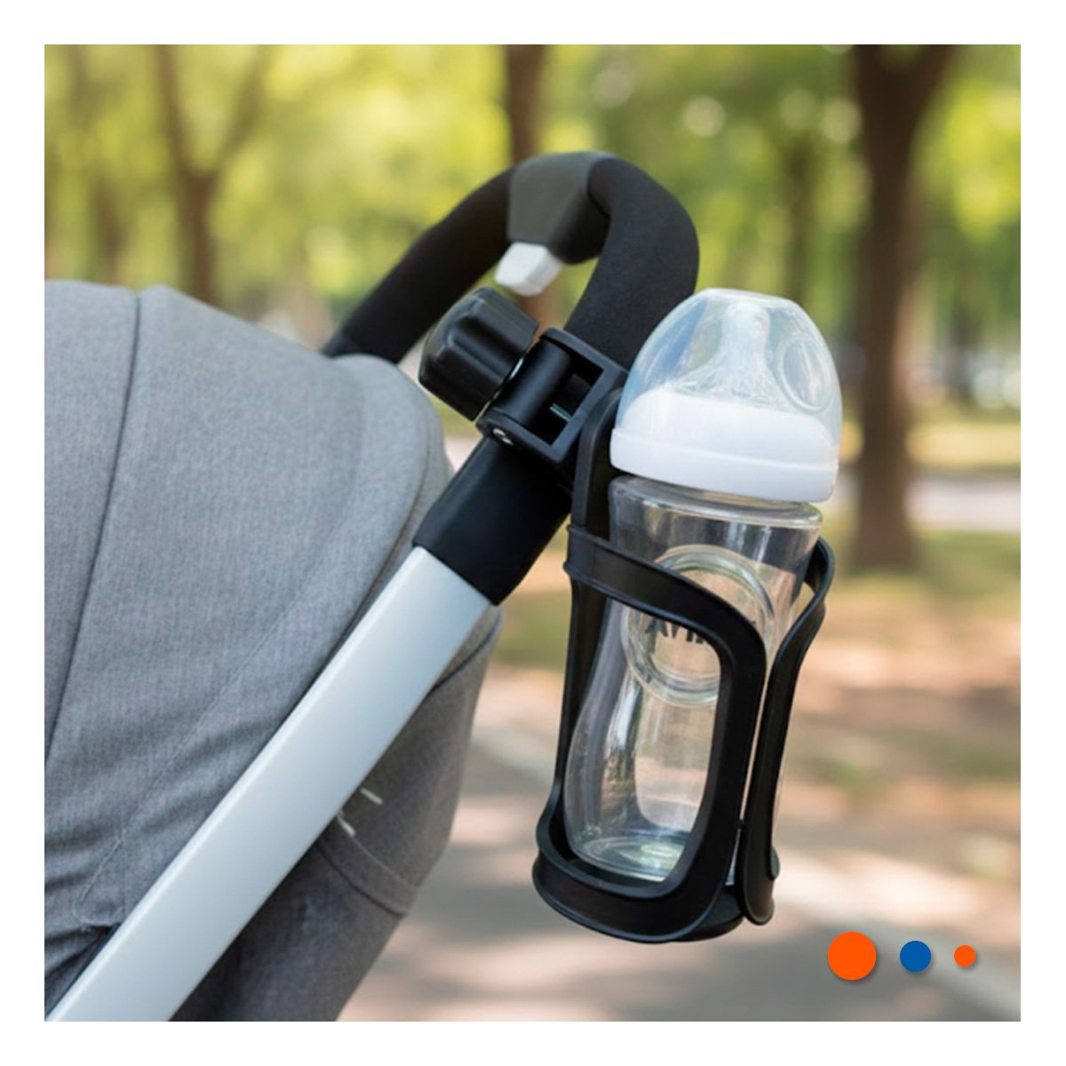 SOPORTE EN COLOR NEGRO PARA PASEOS EN COCHE CON MEDIDA 14X7CM ESTABLE Y+LIGAS REGALO - 1