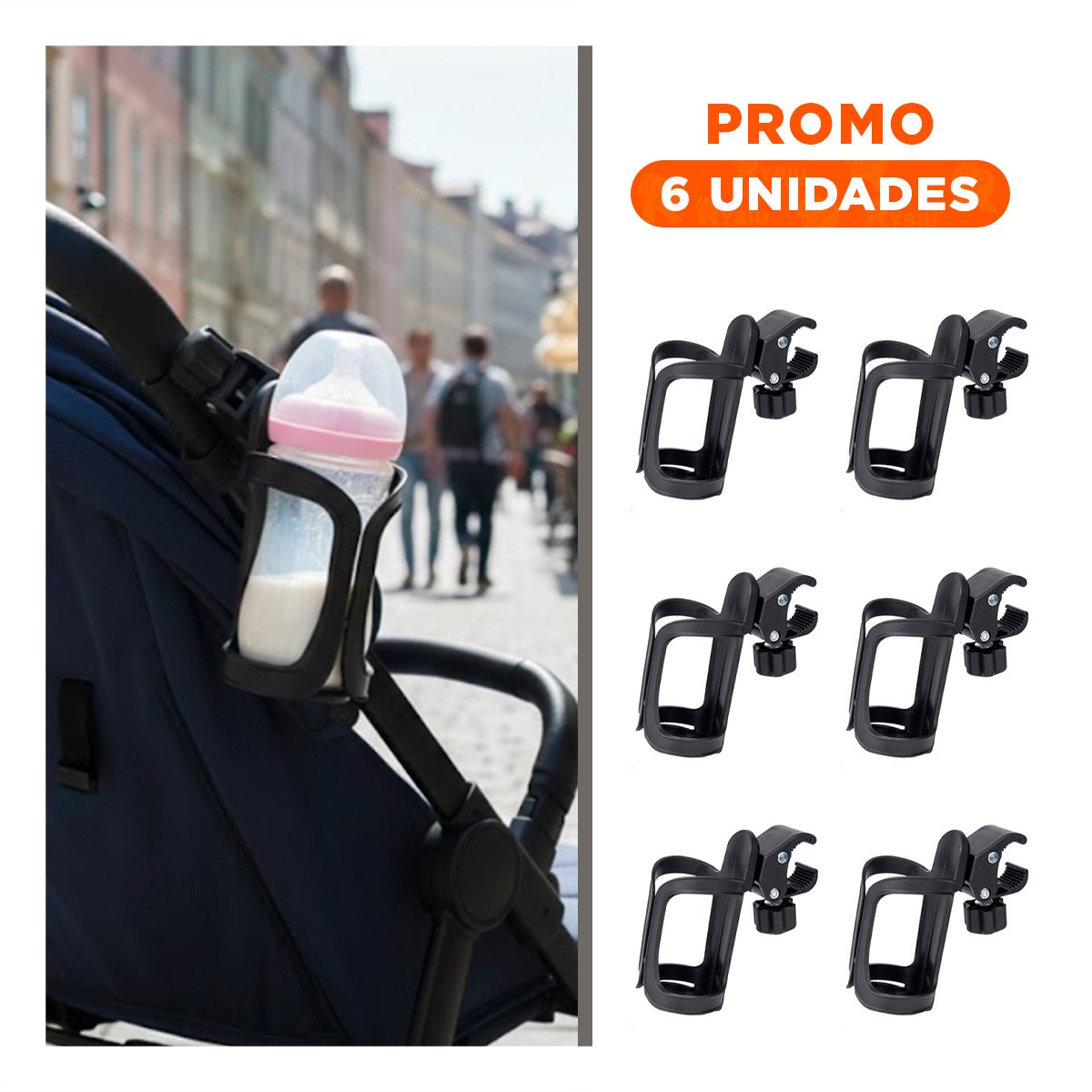 PACK6 BASE CON DIMENSIONES 14X7CM PARA TRANSPORTE INFANTIL EN EN COLOR NEGRO - 1