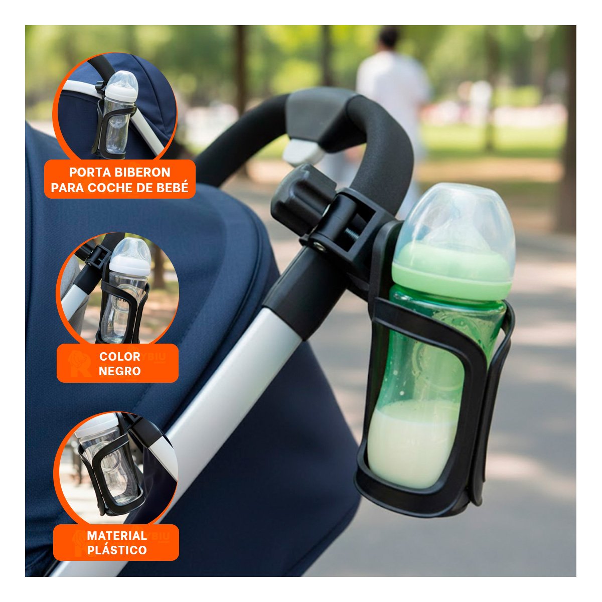 PACK4 PORTABIBERON PARA PASEO EN COCHE EN COLOR NEGRO MEDIDA 14X7CM - 3