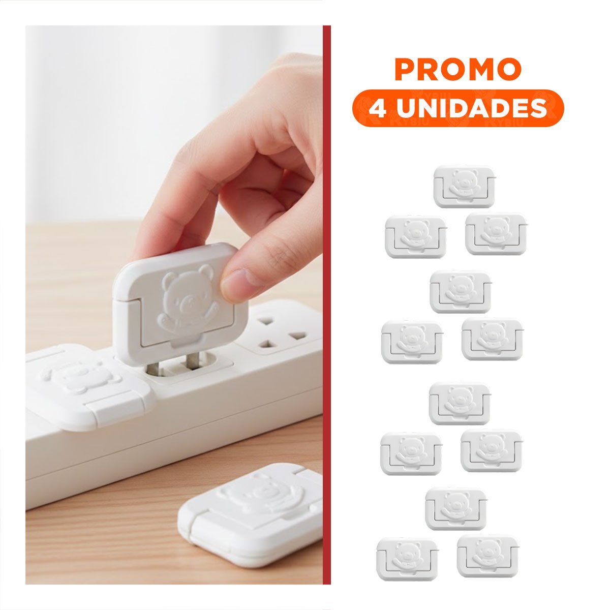PACK4 CUBRIDOR RECTANGULAR PARA TOMA ELECTRICA FORMA DE OSITO BLANCO 2,3X3,2CM Y+REGALO STICKER - 1