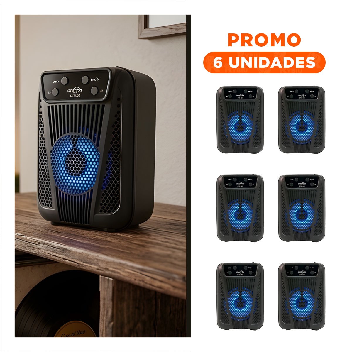 PACK6 ALTAVOZ PORTATIL 3 PULGADAS CON CONTROL NEGRO COMPACTO Y ADAPTABLE TODO EL DIA - 1
