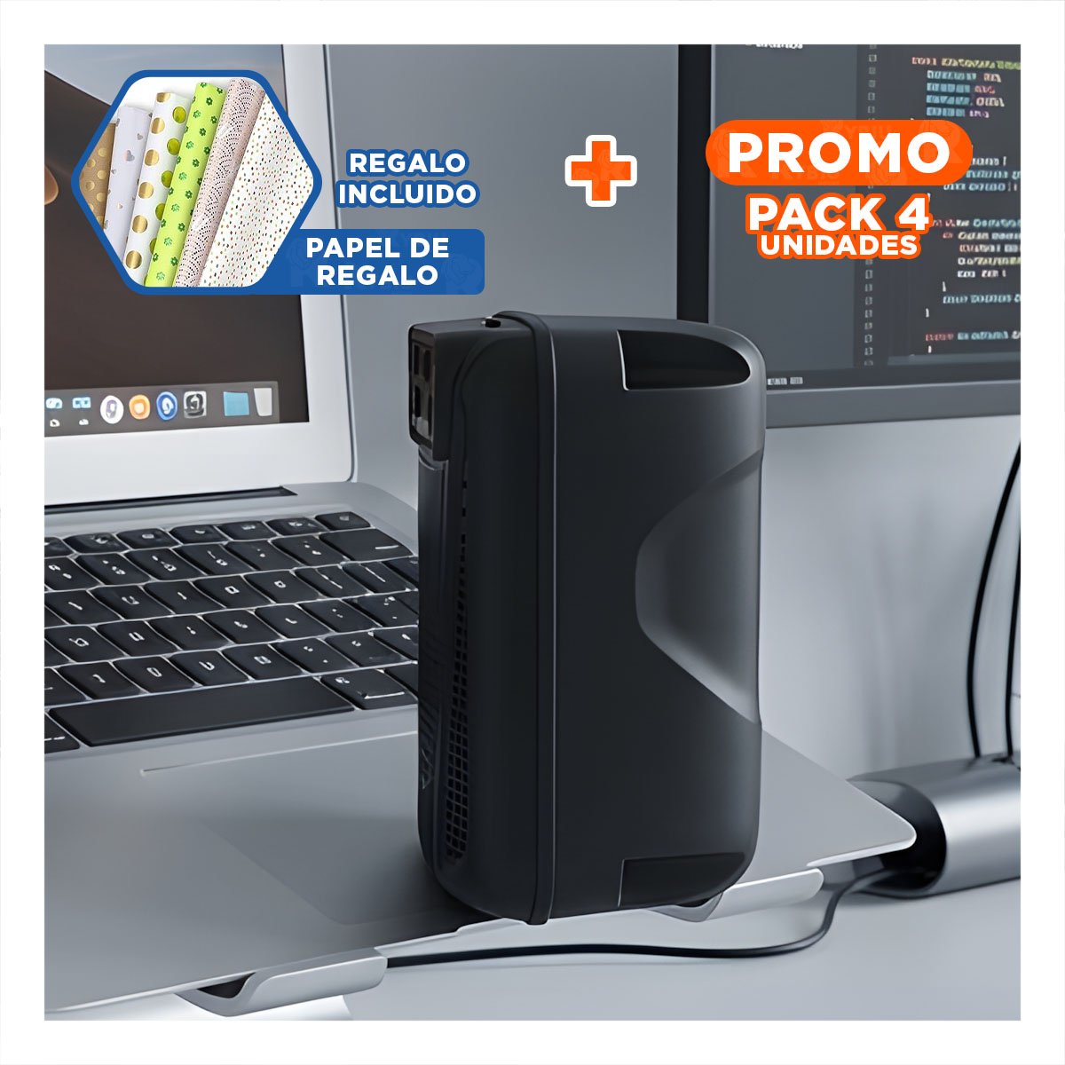 PACK4 ALTAVOZ PORTATIL 3 PULGADAS CON CONTROL NEGRO FUNCIONAL Y SEGURO Y+PAPEL REGALO - 1