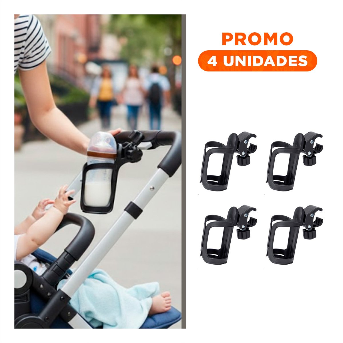 PACK4 BASE NEGRA PARA BIBERON EN COCHE DE BEBE CON DIMENSIONES 14X7CM FIRMES Y+REGALO STICKER - 1