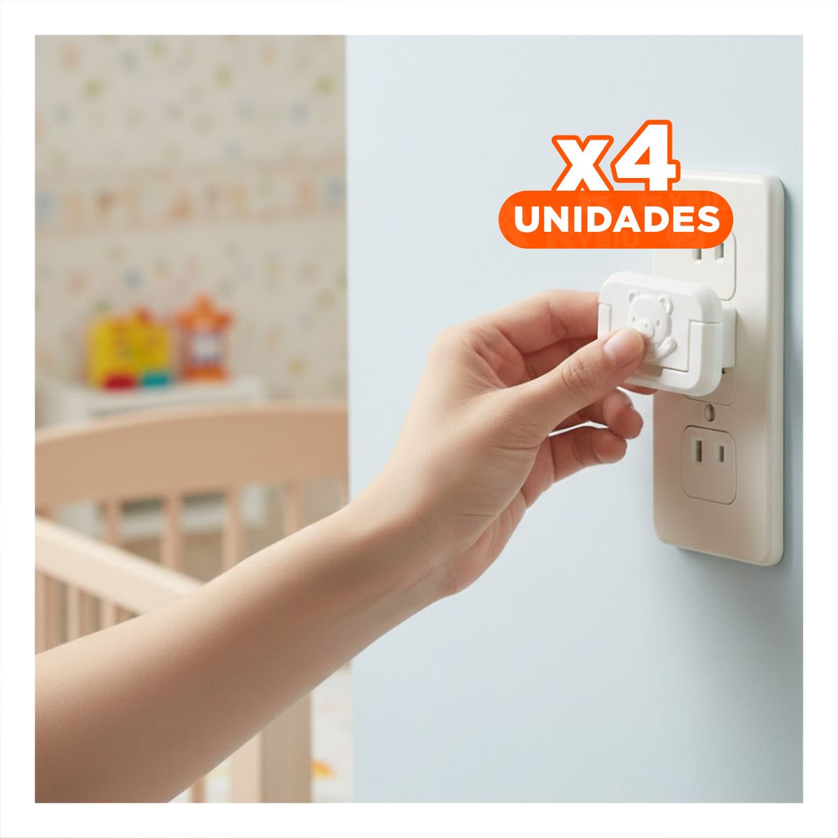 PACK4 PROTECTOR RECTANGULAR CON ACABADO FORMA DE OSITO BLANCO PARA ENCHUFE 2,3X3,2CM - 1