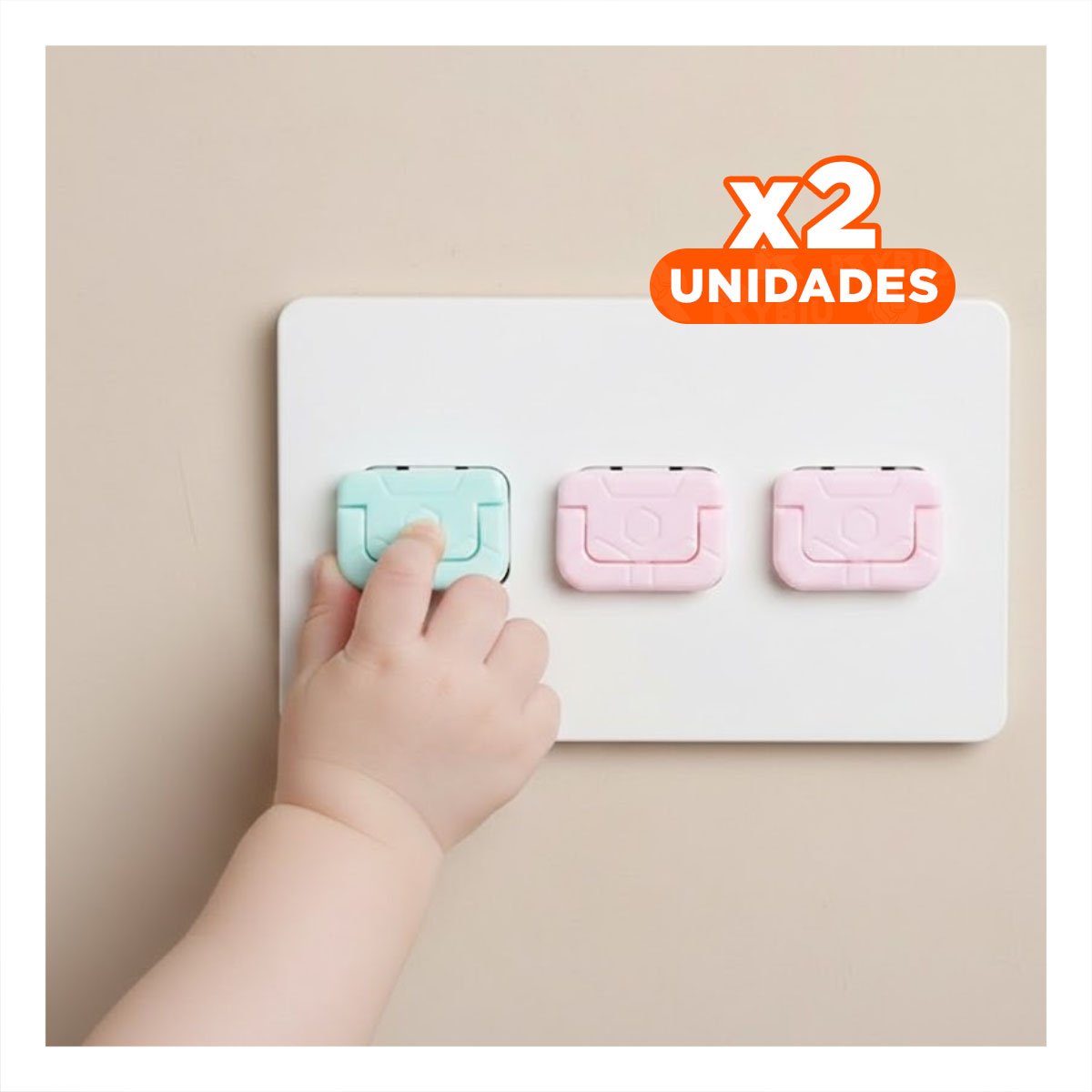 PACK2 PROTECTOR PARA ENCHUFE EN COLOR VERDE AGUA Y ROSADO DIMENSIONES 2,5X3CM Y+REGALO STICKER - 1