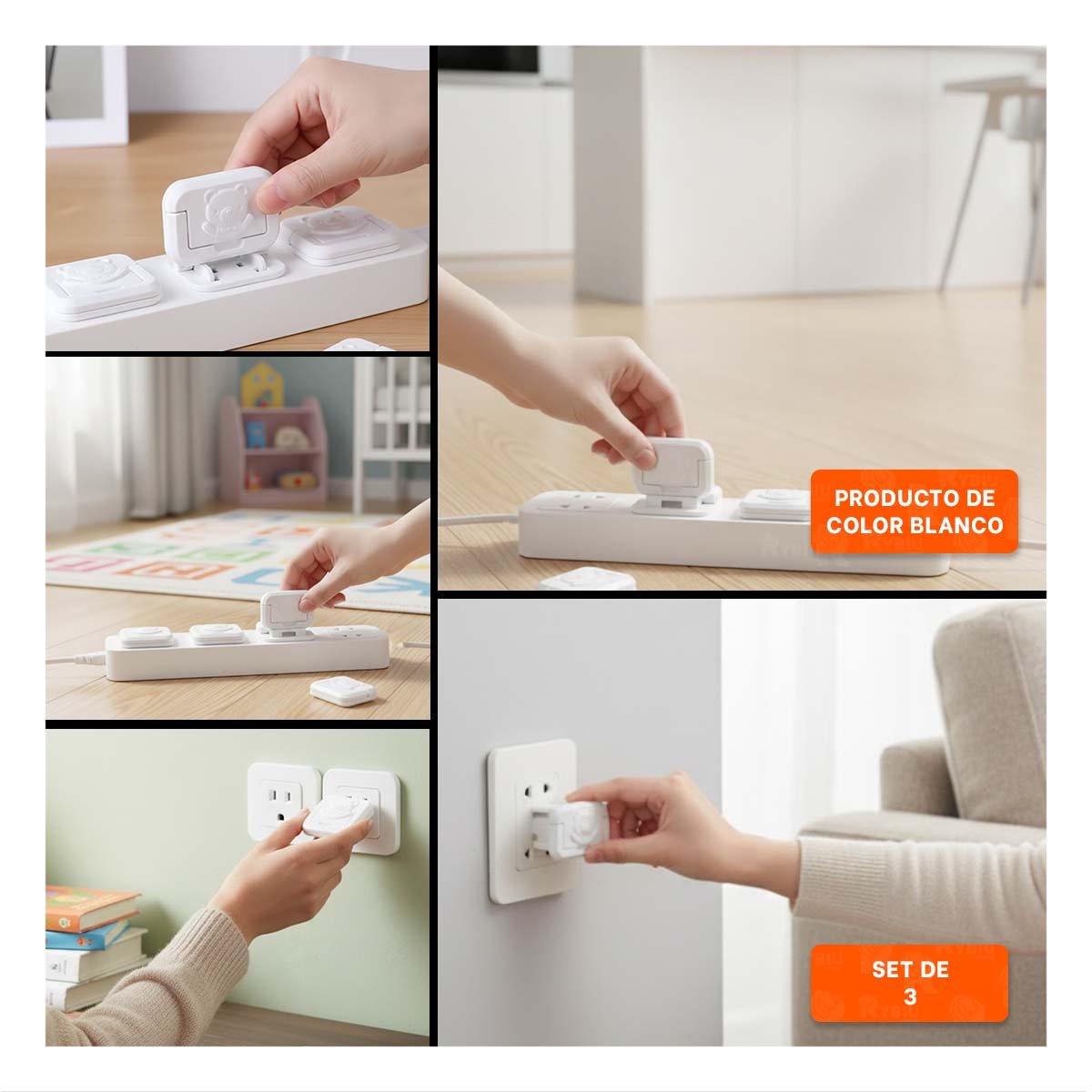 PACK6 TAPA RECTANGULAR PARA ENCHUFE BLANCO Y FORMA DE OSITO 2,3X3,2CM Y+PAPEL REGALO - 3