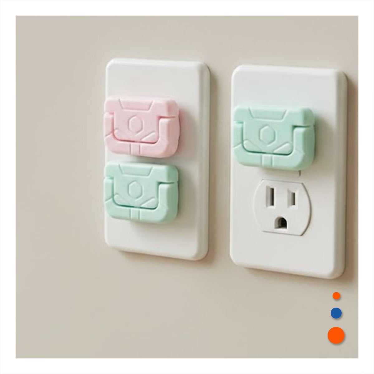 PACK2 PROTECTOR RECTANGULAR ROSADO Y VERDE AGUA CON AJUSTE PARA ENCHUFE 2,5X3CM Y+PAPEL REGALO - 2