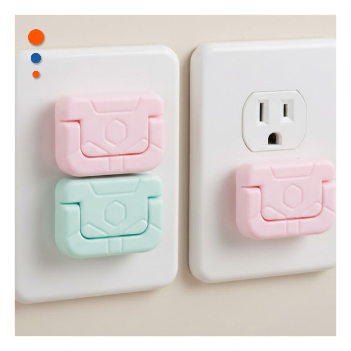 PACK12 TAPA RECTANGULAR COLOR ROSADO Y VERDE AGUA PARA ENCHUFE DIMENSIONES 2,5X3CM - 5