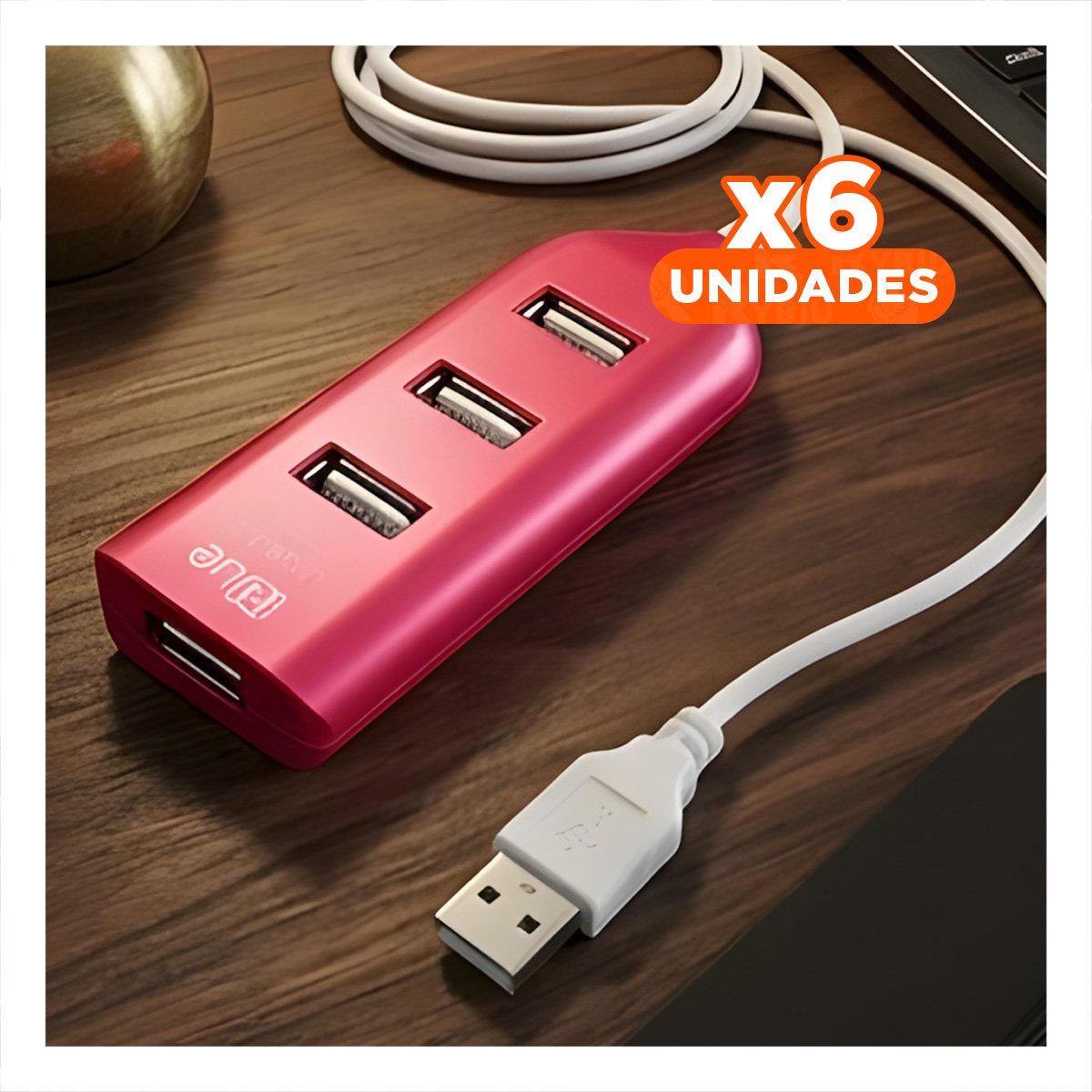 PACK6 ESTACION USB 4 PUERTOS ALTA VELOCIDAD FUSCIA COMPACTA Y VERSATIL Y+REGALO STICKER - 1
