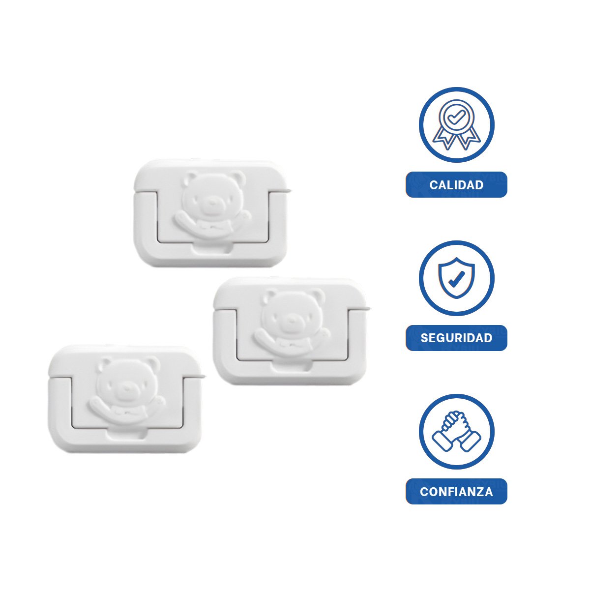 PACK6 TAPA PARA ENCHUFE RECTANGULAR DE 2,3X3,2CM FORMA DE OSITO BLANCO Y+REGALO STICKER - 2