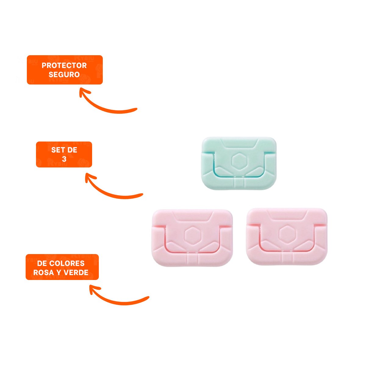 PACK6 TAPA PARA ENCHUFE RECTANGULAR DIMENSIONES 2,5X3CM ROSADO Y VERDE AGUA Y+REGALO STICKER - 2