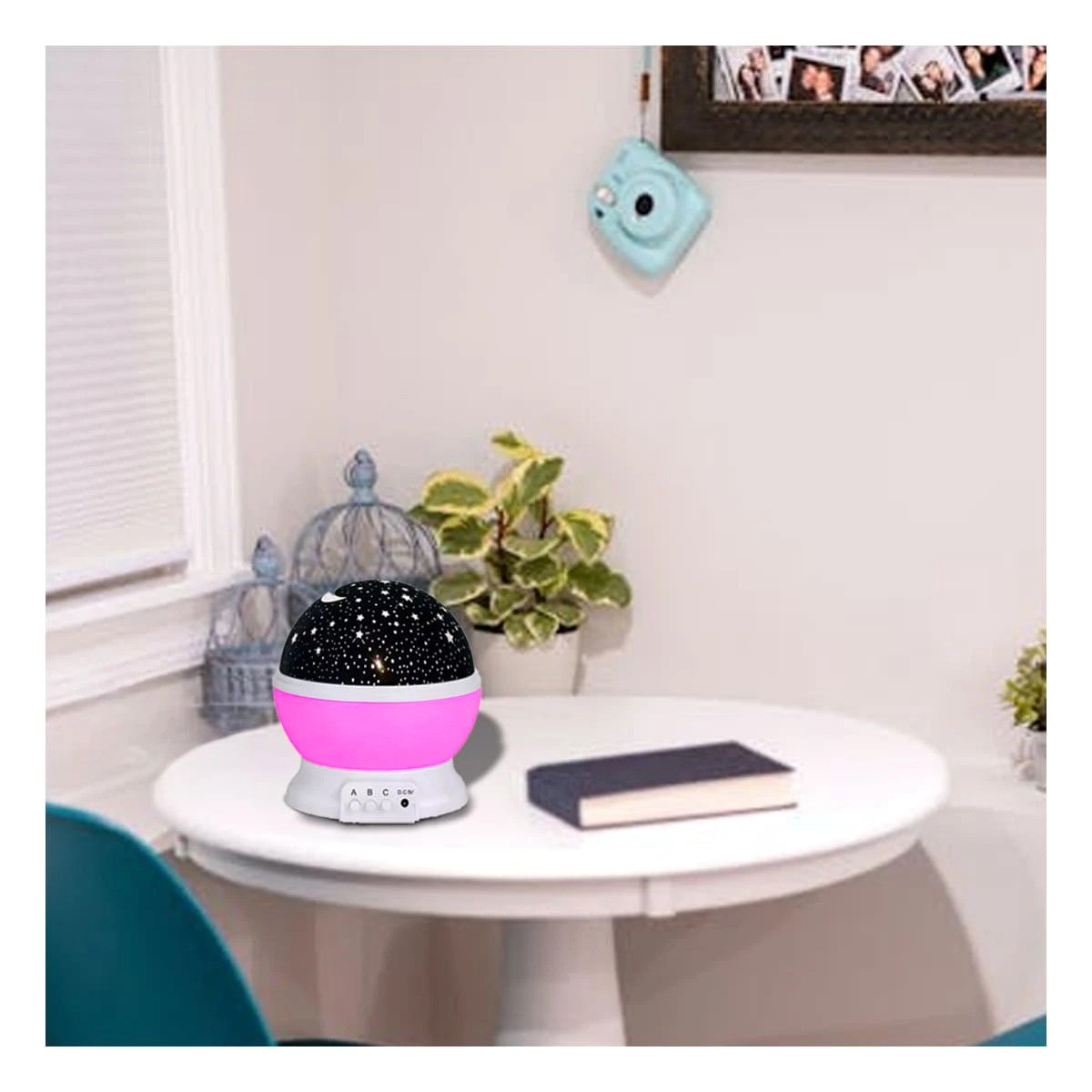 PACK2 ILUMINACION LED GIRATORIA GALAXIA FUCSIA PARA CASA Y+REGALO STICKER - 5
