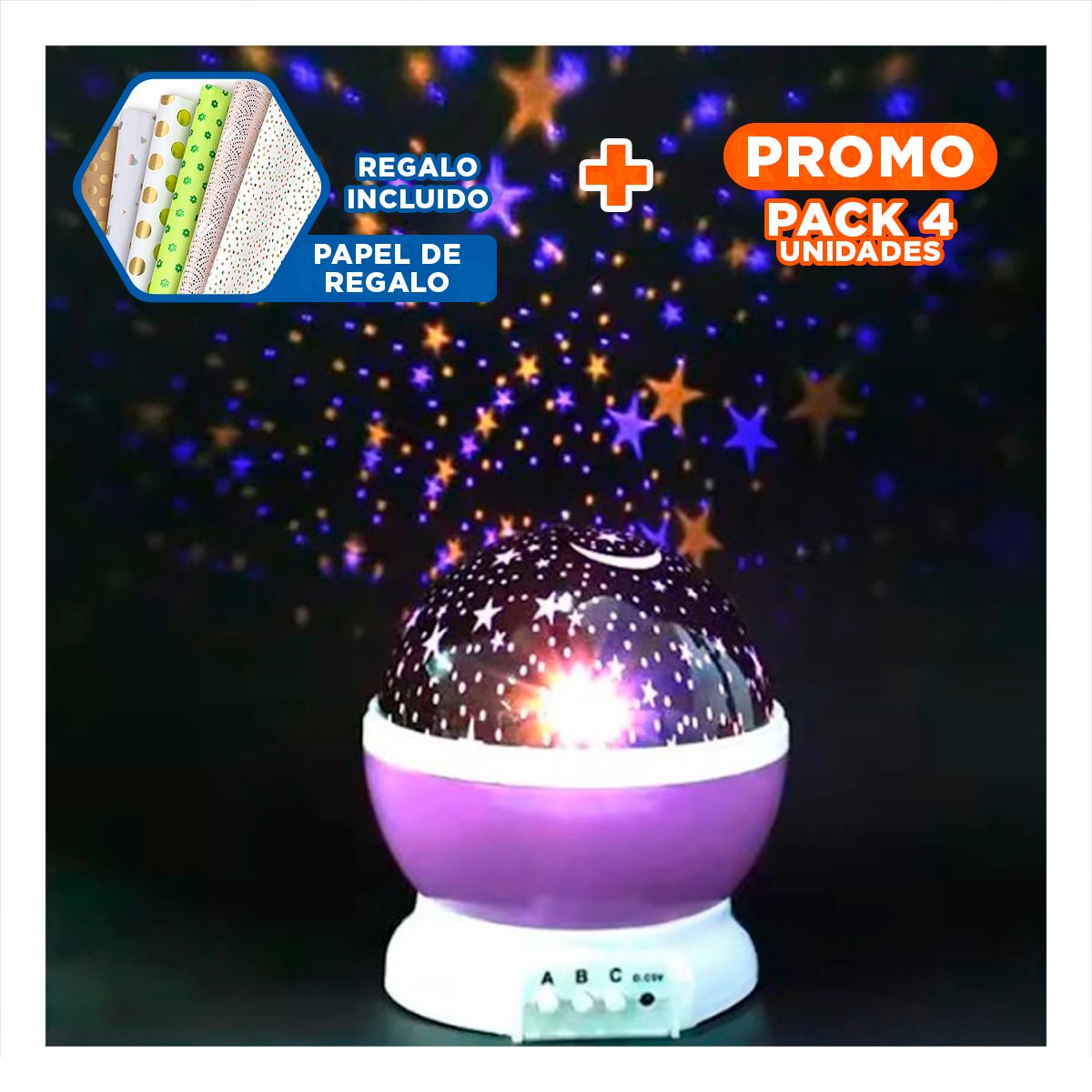 PACK4 DISPOSITIVO DE GALAXIA MORADO COMPACTO Y SEGURO TODO EL DIA Y+PAPEL REGALO - 1