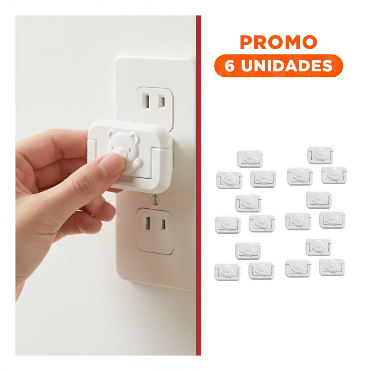 PACK6 CUBRIDOR DE ENCHUFE RECTANGULAR BLANCO FORMA DE OSITO DIMENSIONES 2,3X3,2CM - 1