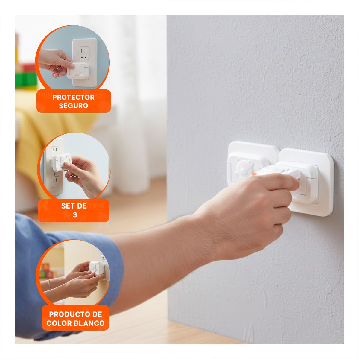 PACK6 CUBRIDOR DE ENCHUFE RECTANGULAR BLANCO FORMA DE OSITO DIMENSIONES 2,3X3,2CM - 5