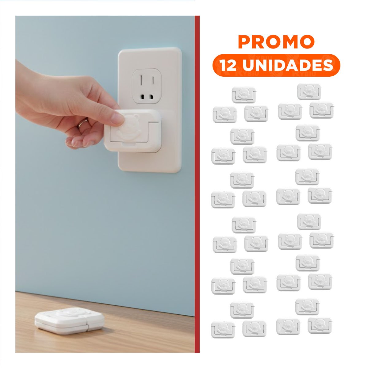 PACK12 TAPA RECTANGULAR DE 2,3X3,2CM PARA ENCHUFE FORMA DE OSITO BLANCO Y+REGALO STICKER - 1