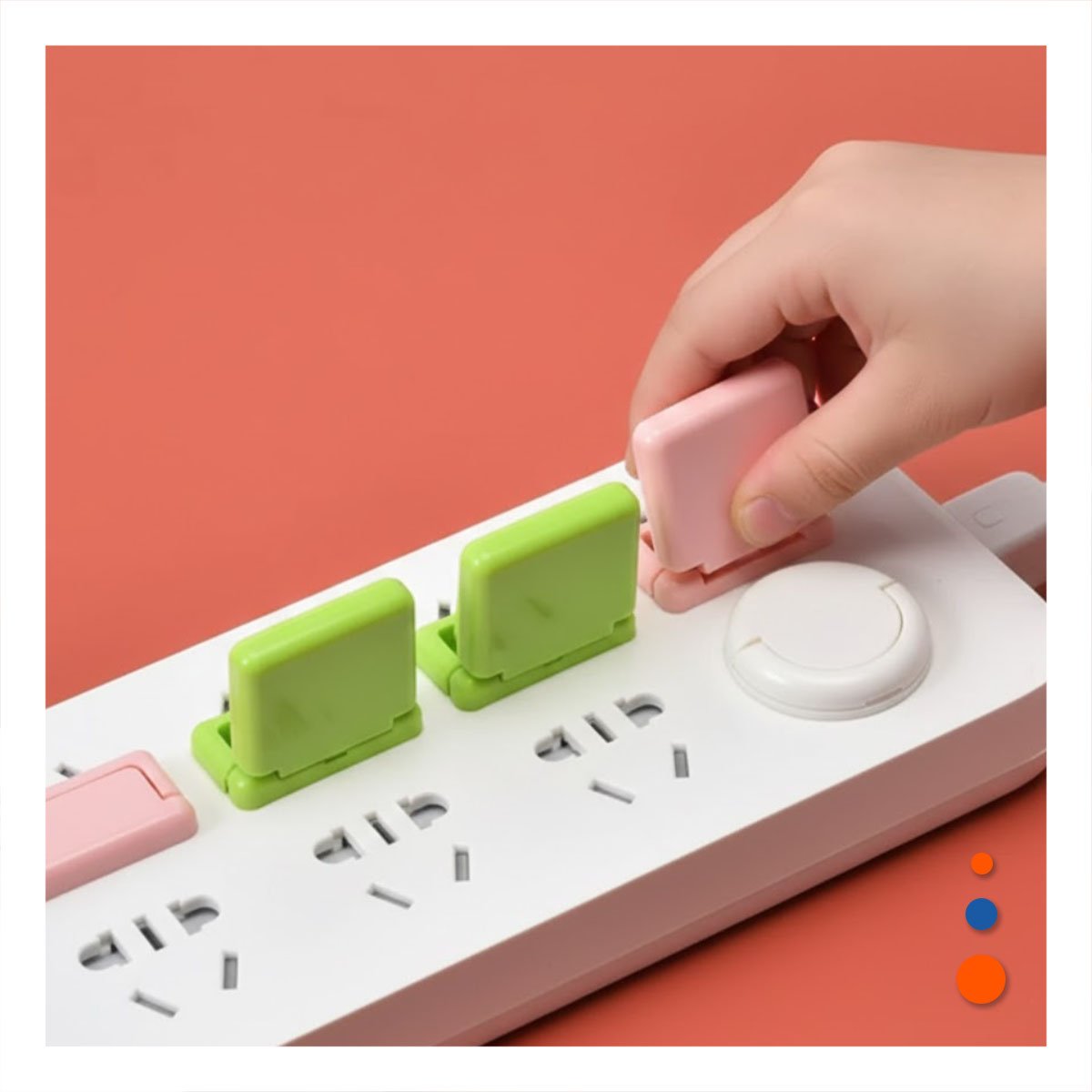 PACK4 CUBRIDOR RECTANGULAR PARA TOMA ELECTRICA ROSADO VERDE Y BLANCO 2,5X3,5CM Y+REGALO STICKER - 3