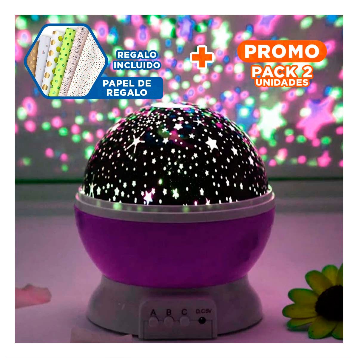 PACK2 DISPOSITIVO DE GALAXIA MORADO LIGERO Y ADAPTABLE TODO EL DIA Y+PAPEL REGALO - 1