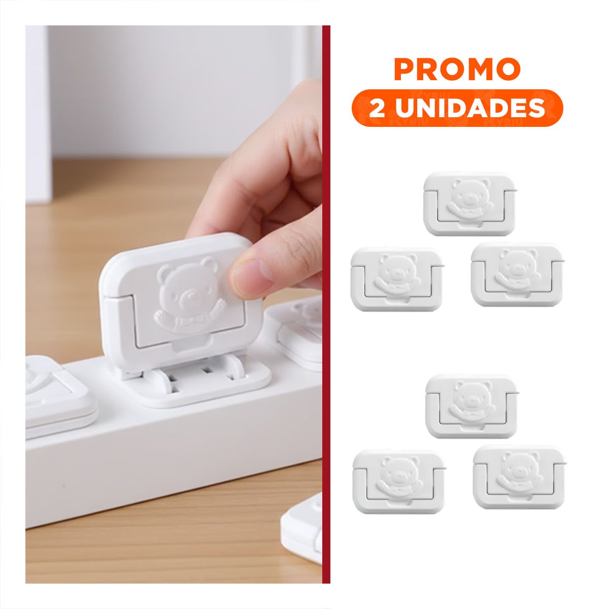 PACK2 PROTECTOR PARA TOMA DE ENCHUFE RECTANGULAR FORMA DE OSITO BLANCO 2,3X3,2CM - 1