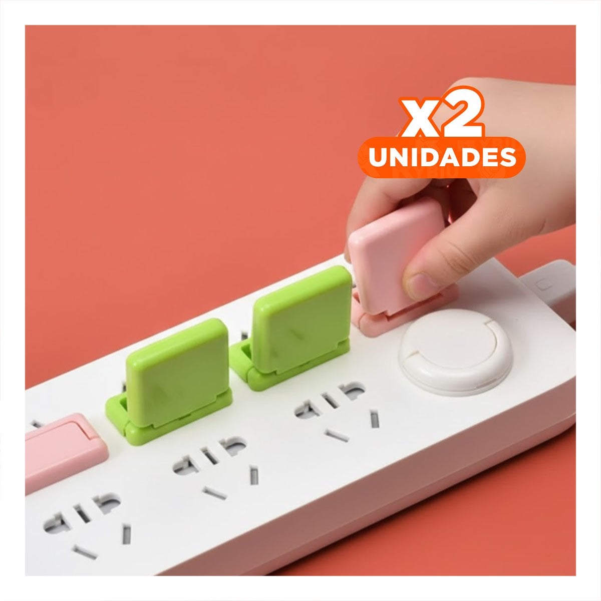 PACK2 PROTECTOR PARA ENCHUFE EN COLOR VERDE Y BLANCO Y ROSADO DE 2,5X3,5CM Y+REGALO STICKER - 1
