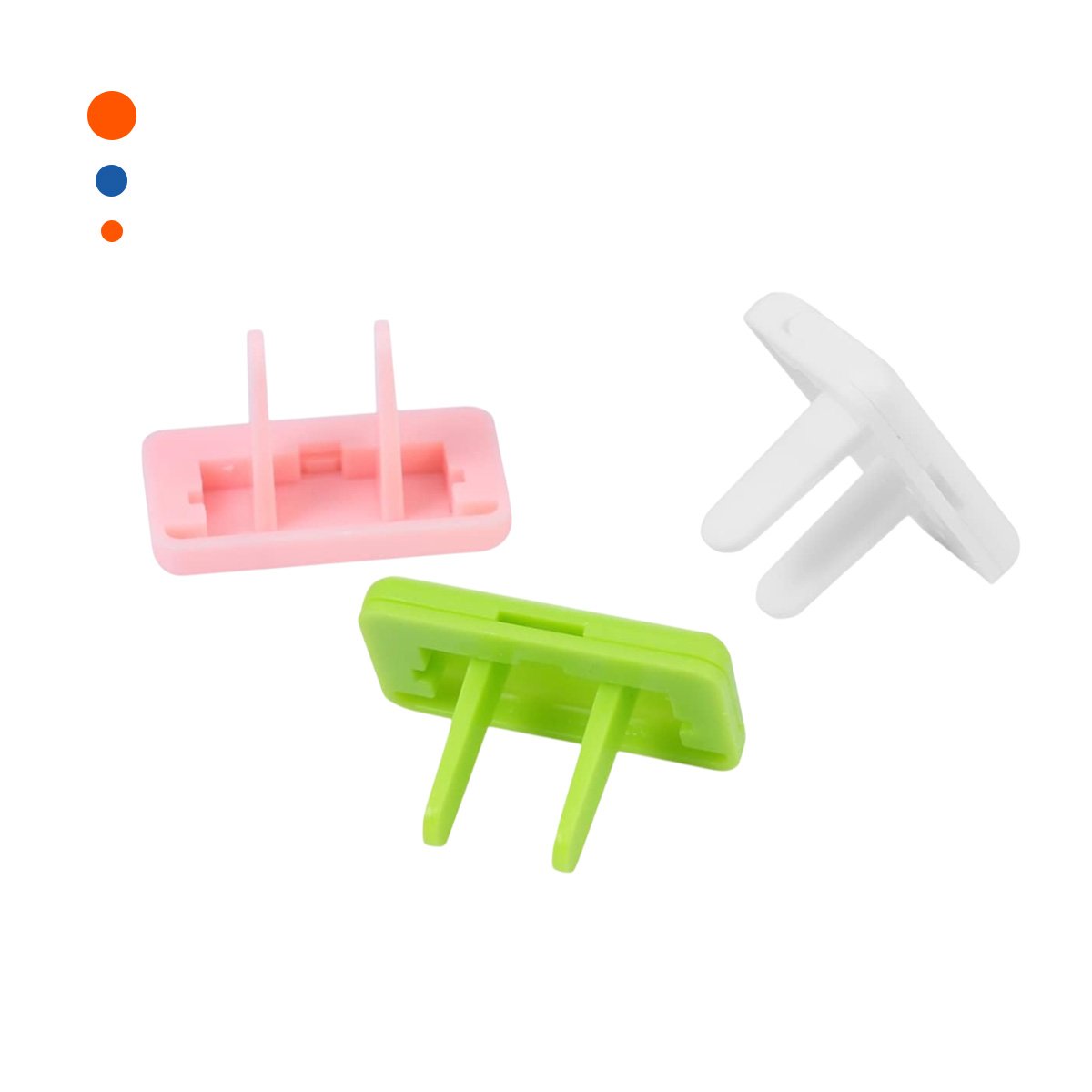 PACK2 PROTECTOR PARA ENCHUFE EN COLOR VERDE Y BLANCO Y ROSADO DE 2,5X3,5CM Y+REGALO STICKER - 2