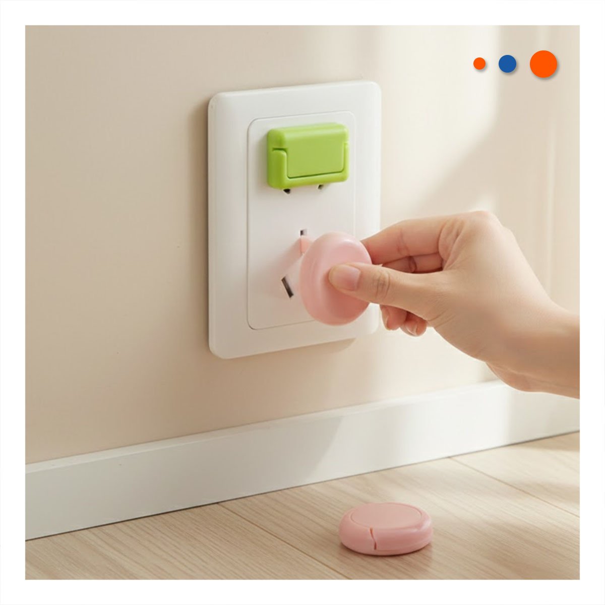PACK2 PROTECTOR PARA ENCHUFE EN COLOR VERDE Y BLANCO Y ROSADO DE 2,5X3,5CM Y+REGALO STICKER - 3