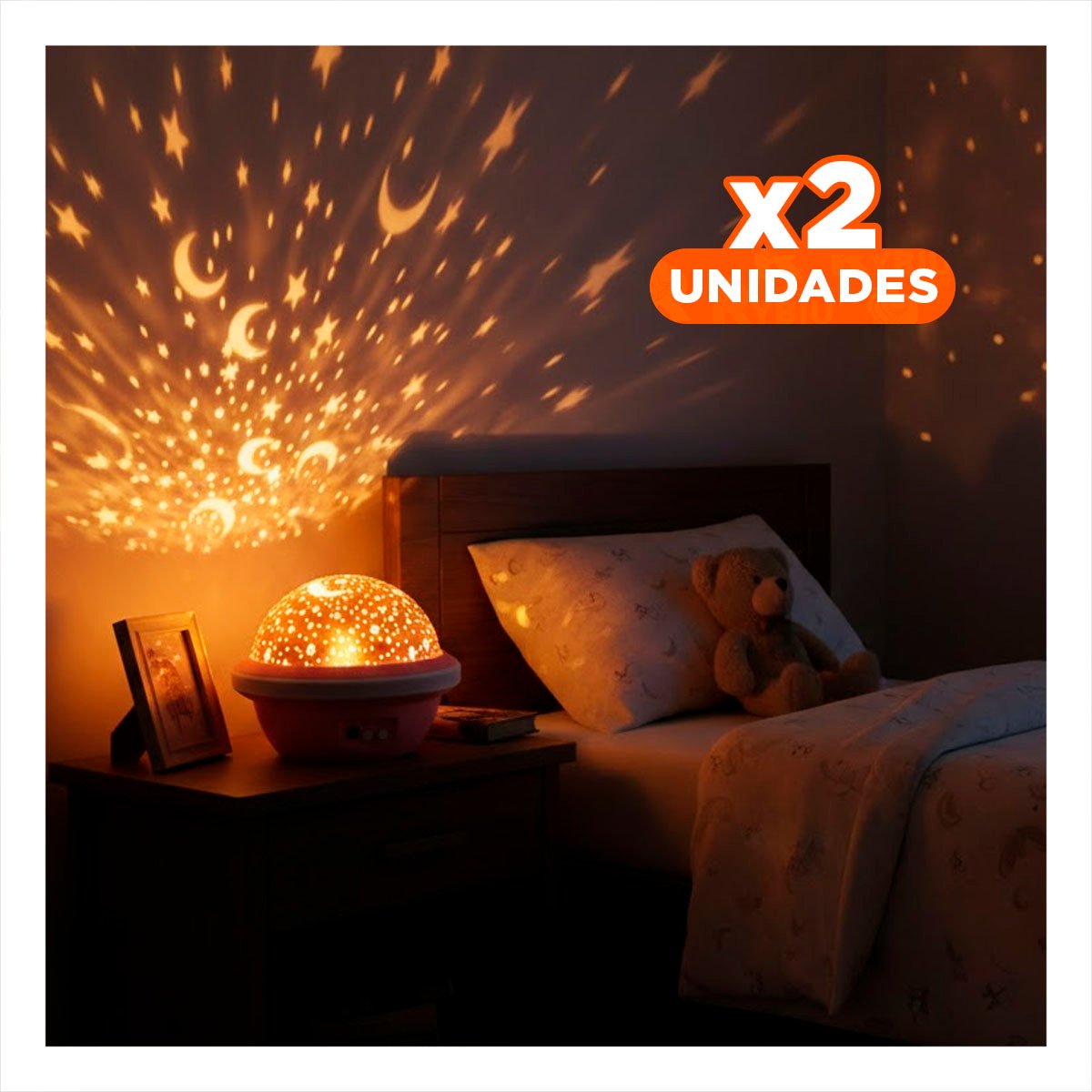 PACK2 ILUMINACION LED GIRATORIA GALAXIA ROSADO PARA CASA Y+REGALO STICKER - 1