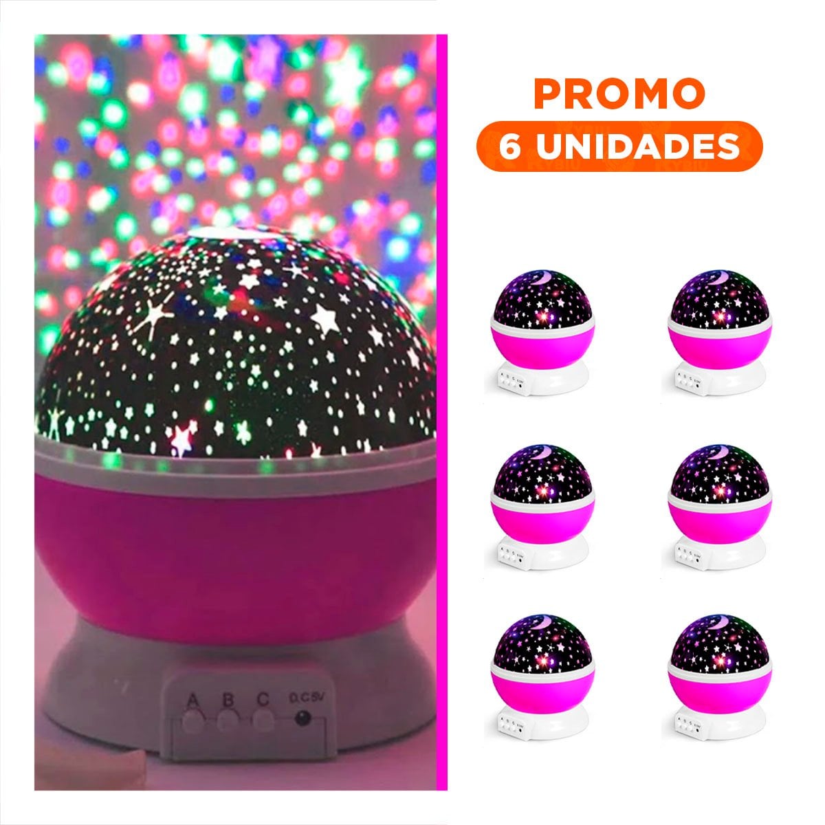 PACK6 PROYECTOR DE AMBIENTE GIRATORIO DE GALAXIA FUCSIA LED - 1