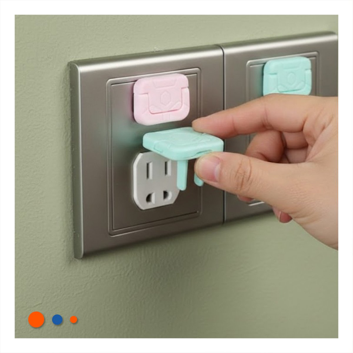PACK4 CUBRIDOR RECTANGULAR PARA TOMA ELECTRICA ROSADO Y VERDE AGUA 2,5X3CM Y+REGALO STICKER - 5