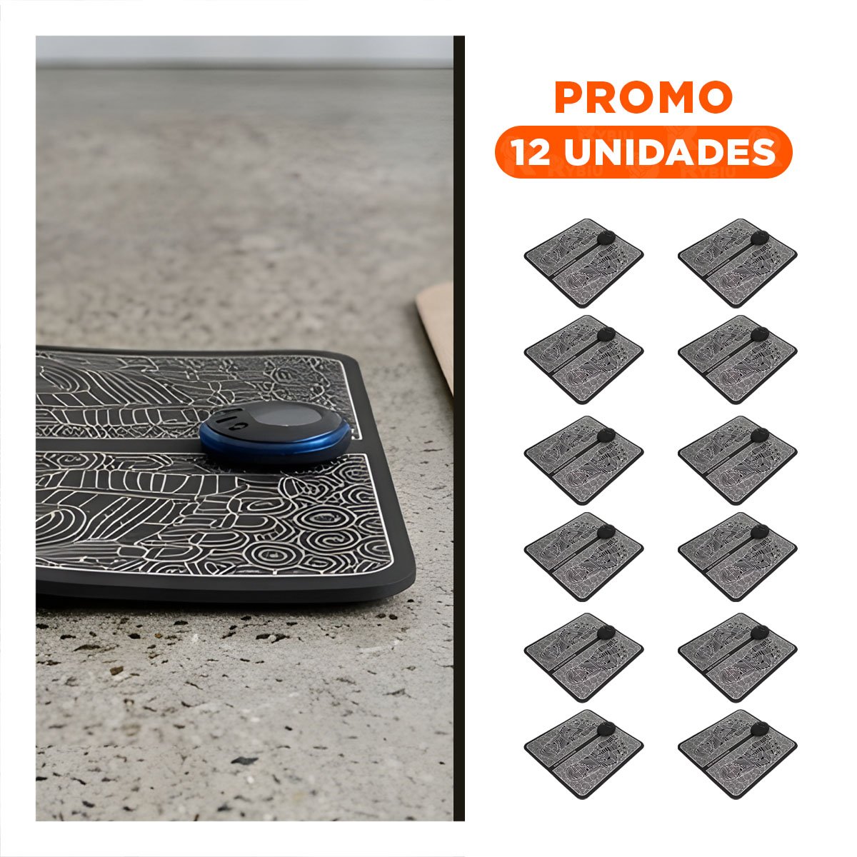 PACK12 MASAJEADOR PORTATIL DE PIES NEGRO COMPACTO Y ADAPTABLE TODO EL DIA Y+REGALO STICKER - 1